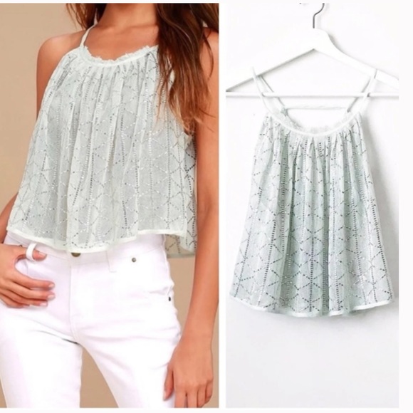 2/$20 Free People Atlantis Embellished Mesh Top - Picture 1 of 5